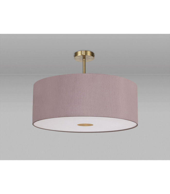 Baymont Antique Brass E27 Semi Flush With 60cm x 22cm Dual Faux Silk Shade Taupe/Halo Gold-13