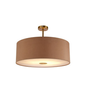 Baymont Antique Brass E27 Semi Flush With 60cm x 22cm Dual Faux Silk Shade Antique Gold/Ruby-1