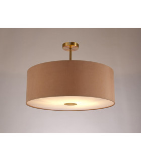 Baymont Antique Brass E27 Semi Flush With 60cm x 22cm Dual Faux Silk Shade Antique Gold/Ruby-2