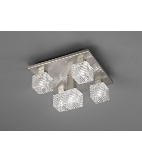 Ceiling Flush 5 Light G9, 230mm Square, Satin Nickel, Clear Glass - 2