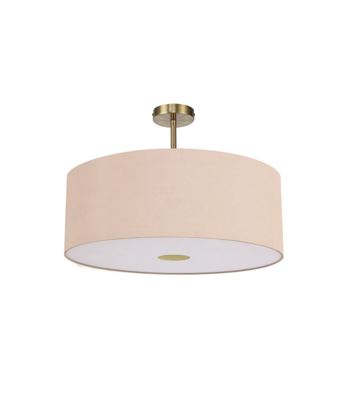 Baymont Antique Brass E27 Semi Flush With 60cm x 22cm Dual Faux Silk Shade Antique Gold/Ruby-4
