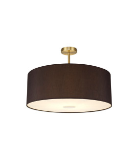 Baymont Antique Brass E27 Semi Flush With 60cm x 22cm Faux Silk Shade Black/White Laminate-1