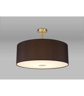Baymont Antique Brass E27 Semi Flush With 60cm x 22cm Faux Silk Shade Black/White Laminate-2