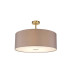 Baymont Antique Brass E27 Semi Flush With 60cm x 22cm Faux Silk Shade Grey/White Laminate-1