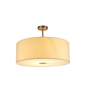 Baymont Satin Nickel E27 Semi Flush With 60cm x 22cm Faux Silk Shade Ivory Pearl/White Laminate-1