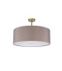 Baymont Antique Brass E27 Semi Flush With 60cm x 22cm Faux Silk Shade Grey/White Laminate-4