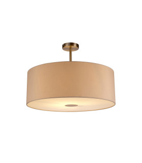 Baymont Satin Nickel E27 Semi Flush With 60cm x 22cm Dual Faux Silk Shade Nude Beige/Moonlight-1