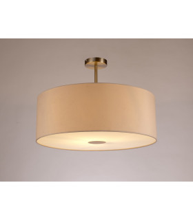 Baymont Satin Nickel E27 Semi Flush With 60cm x 22cm Dual Faux Silk Shade Nude Beige/Moonlight-2