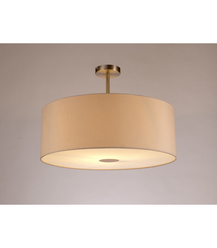 Baymont Satin Nickel E27 Semi Flush With 60cm x 22cm Dual Faux Silk Shade Nude Beige/Moonlight-2
