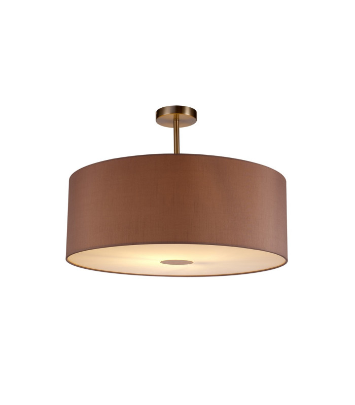 Baymont Satin Nickel E27 Semi Flush With 60cm x 22cm Dual Faux Silk Shade Taupe/Halo Gold-1
