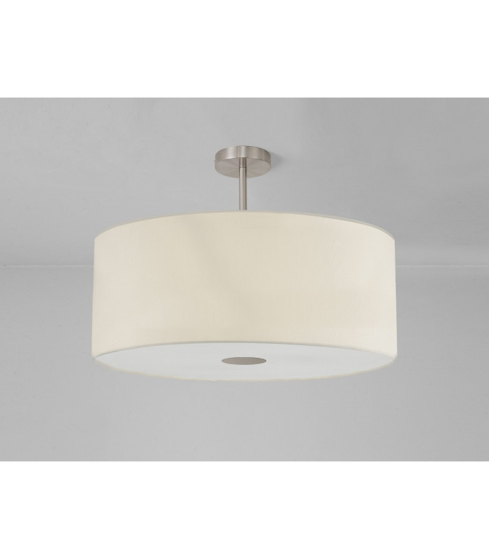 Baymont Satin Nickel E27 Semi Flush With 60cm x 22cm Faux Silk Shade Ivory Pearl/White Laminate-13