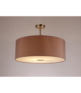 Baymont Satin Nickel E27 Semi Flush With 60cm x 22cm Dual Faux Silk Shade Taupe/Halo Gold-2