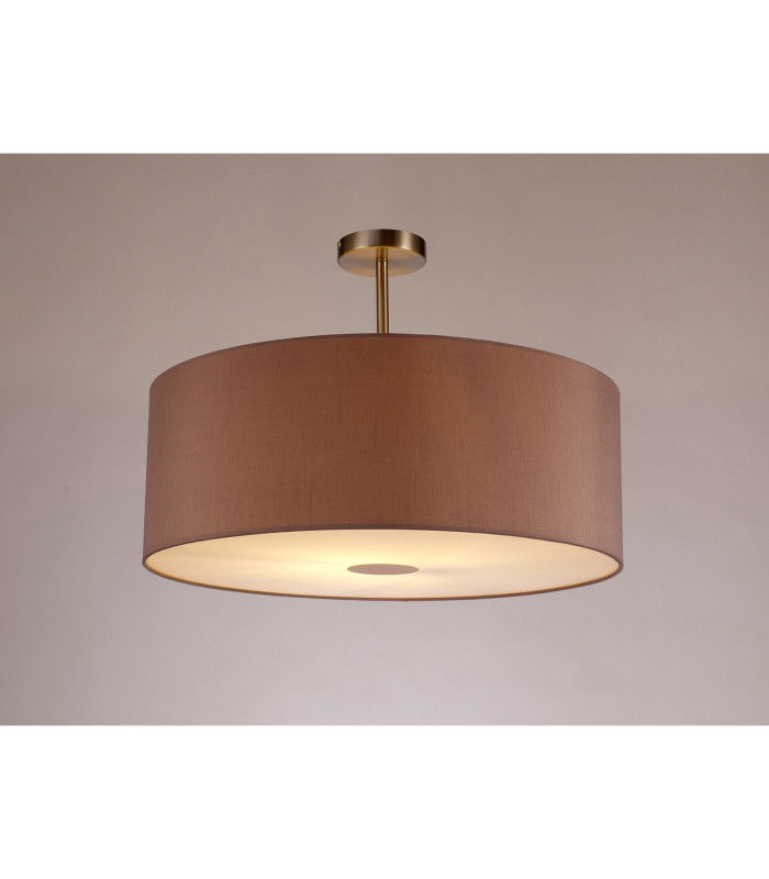 Baymont Satin Nickel E27 Semi Flush With 60cm x 22cm Dual Faux Silk Shade Taupe/Halo Gold-2