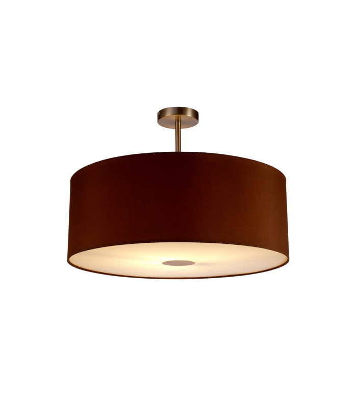 Baymont Satin Nickel E27 Semi Flush With 60cm x 22cm Dual Faux Silk Shade Raw Cocoa/Grecian Bronze-1