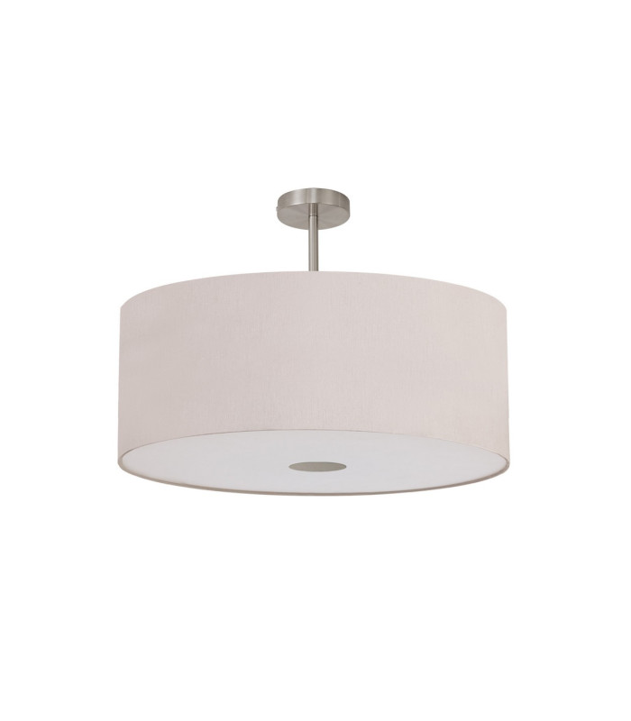 Baymont Satin Nickel E27 Semi Flush With 60cm x 22cm Dual Faux Silk Shade Nude Beige/Moonlight-4