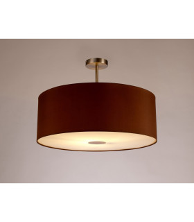 Baymont Satin Nickel E27 Semi Flush With 60cm x 22cm Dual Faux Silk Shade Raw Cocoa/Grecian Bronze-2