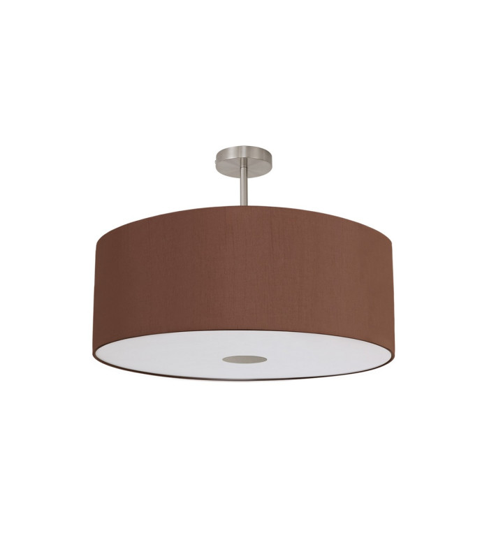 Baymont Satin Nickel E27 Semi Flush With 60cm x 22cm Dual Faux Silk Shade Raw Cocoa/Grecian Bronze-4