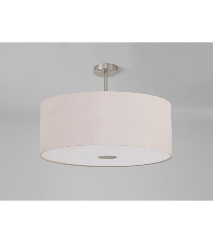 Baymont Satin Nickel E27 Semi Flush With 60cm x 22cm Dual Faux Silk Shade Nude Beige/Moonlight-13