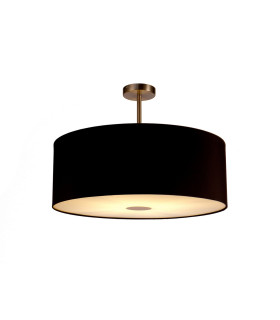 Baymont Satin Nickel E27 Semi Flush With 60cm x 22cm Dual Faux Silk Shade Black/Green Olive-1