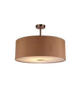 Baymont Satin Nickel E27 Semi Flush With 60cm x 22cm Dual Faux Silk Shade Antique Gold/Ruby-1