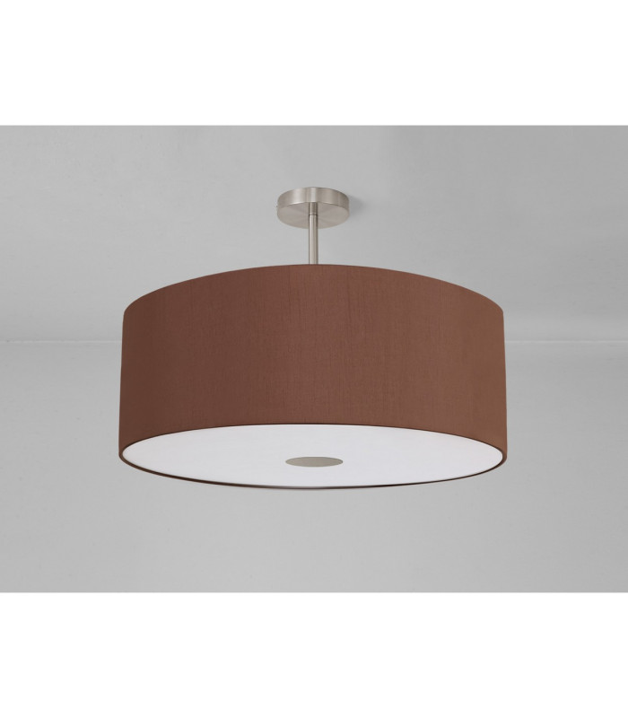 Baymont Satin Nickel E27 Semi Flush With 60cm x 22cm Dual Faux Silk Shade Raw Cocoa/Grecian Bronze-13