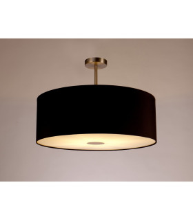 Baymont Satin Nickel E27 Semi Flush With 60cm x 22cm Dual Faux Silk Shade Black/Green Olive-2