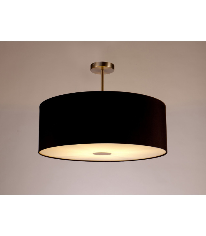 Baymont Satin Nickel E27 Semi Flush With 60cm x 22cm Dual Faux Silk Shade Black/Green Olive-2