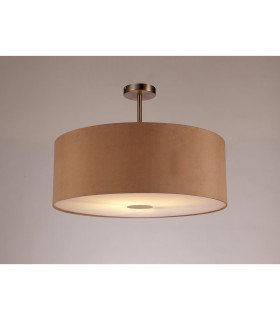 Baymont Satin Nickel E27 Semi Flush With 60cm x 22cm Dual Faux Silk Shade Antique Gold/Ruby-2