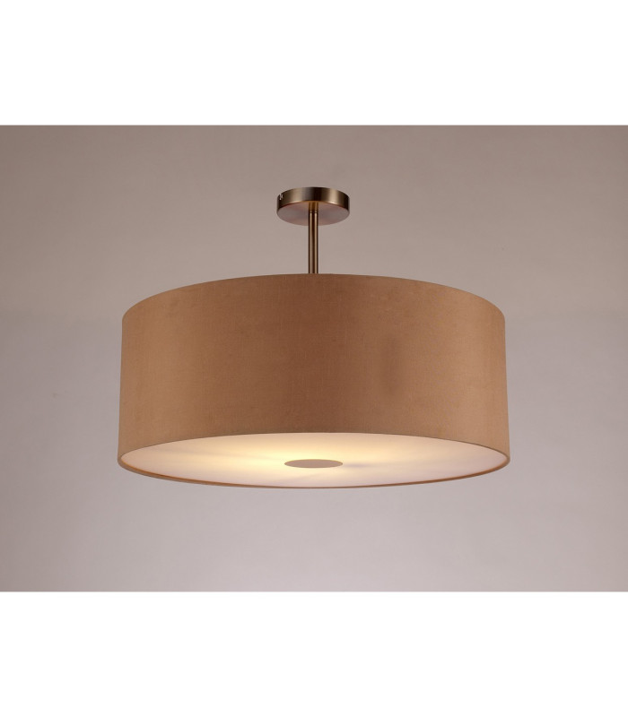 Baymont Satin Nickel E27 Semi Flush With 60cm x 22cm Dual Faux Silk Shade Antique Gold/Ruby-2