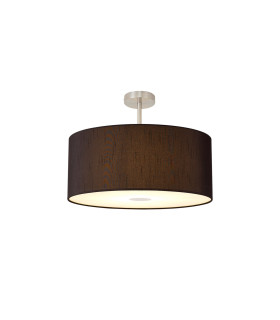 Baymont Satin Nickel E27 Semi Flush With 60cm x 22cm Faux Silk Shade Black/White Laminate-1