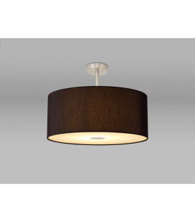 Baymont Satin Nickel E27 Semi Flush With 60cm x 22cm Faux Silk Shade Black/White Laminate-2
