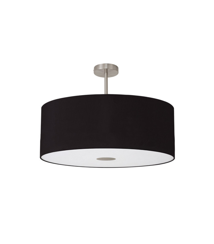 Baymont Satin Nickel E27 Semi Flush With 60cm x 22cm Dual Faux Silk Shade Black/Green Olive-4