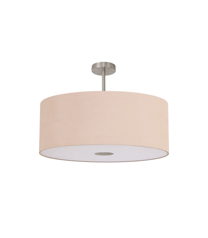 Baymont Satin Nickel E27 Semi Flush With 60cm x 22cm Dual Faux Silk Shade Antique Gold/Ruby-4