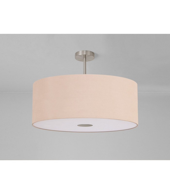 Baymont Satin Nickel E27 Semi Flush With 60cm x 22cm Dual Faux Silk Shade Antique Gold/Ruby-13