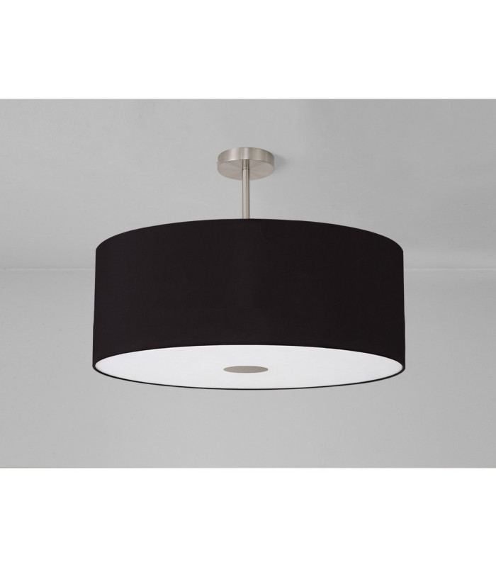 Baymont Satin Nickel E27 Semi Flush With 60cm x 22cm Dual Faux Silk Shade Black/Green Olive-13