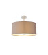 Baymont Satin Nickel E27 Semi Flush With 60cm x 22cm Faux Silk Shade Grey/White Laminate-1