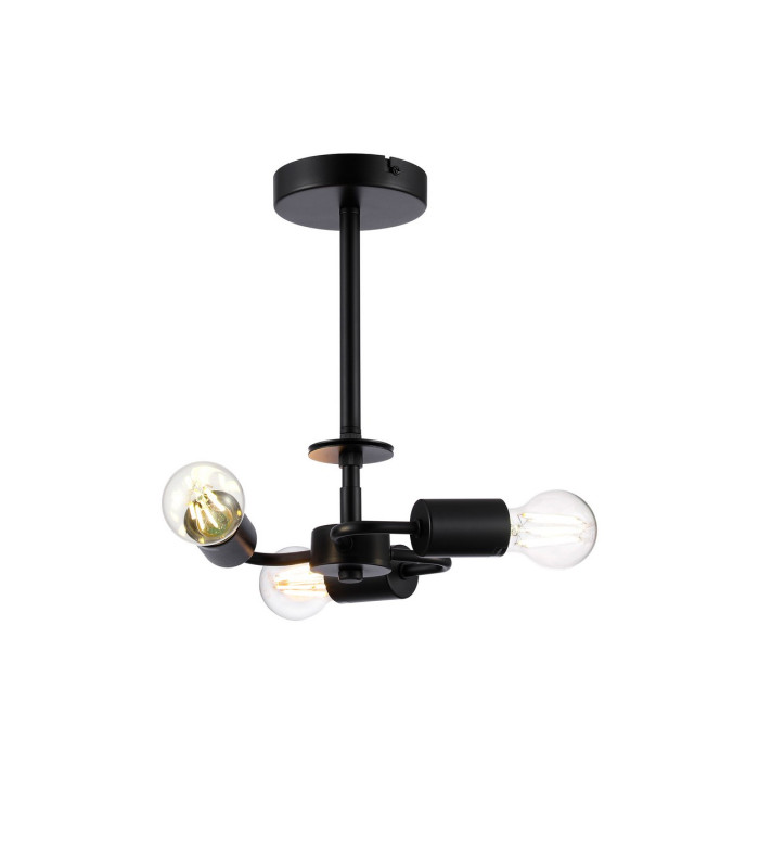 Baymont 25cm Satin Black 3 Light E27 Universal Semi Flush Fixture Suitable For A Vast Selection Of Shades-1