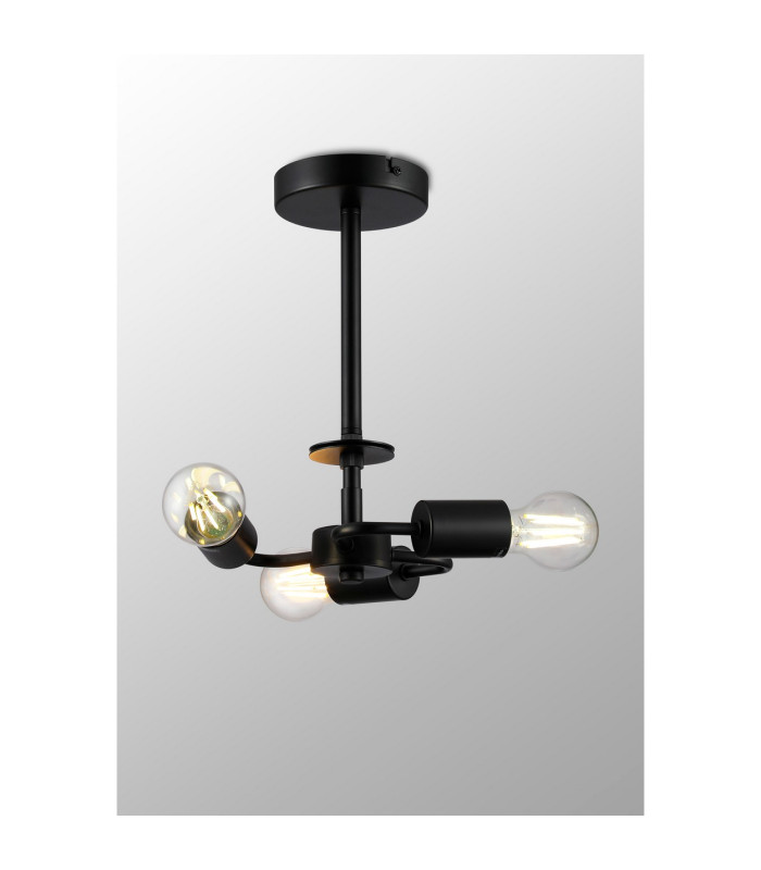 Baymont 25cm Satin Black 3 Light E27 Universal Semi Flush Fixture Suitable For A Vast Selection Of Shades-2