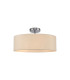 Baymont Polished Chrome 3 Light E27 Drop Flush With 45cm x 15cm Faux Silk Shade Ivory Pearl/White Laminate-1