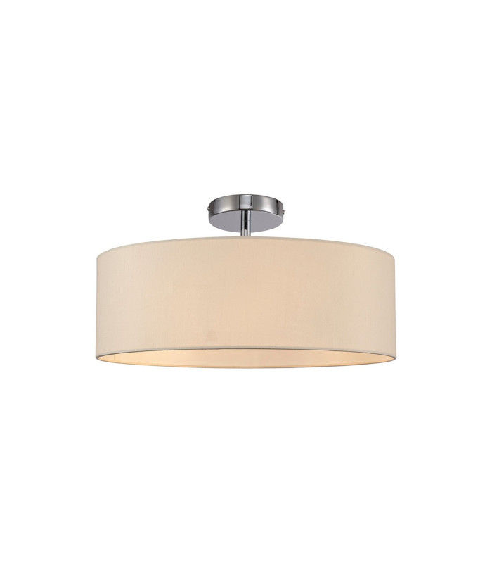 Baymont Polished Chrome 3 Light E27 Drop Flush With 45cm x 15cm Faux Silk Shade Ivory Pearl/White Laminate-1