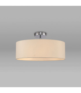 Baymont Polished Chrome 3 Light E27 Drop Flush With 45cm x 15cm Faux Silk Shade Ivory Pearl/White Laminate-2