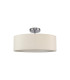 Baymont Polished Chrome 3 Light E27 Drop Flush With 45cm x 15cm Faux Silk Shade Ivory Pearl/White Laminate-5