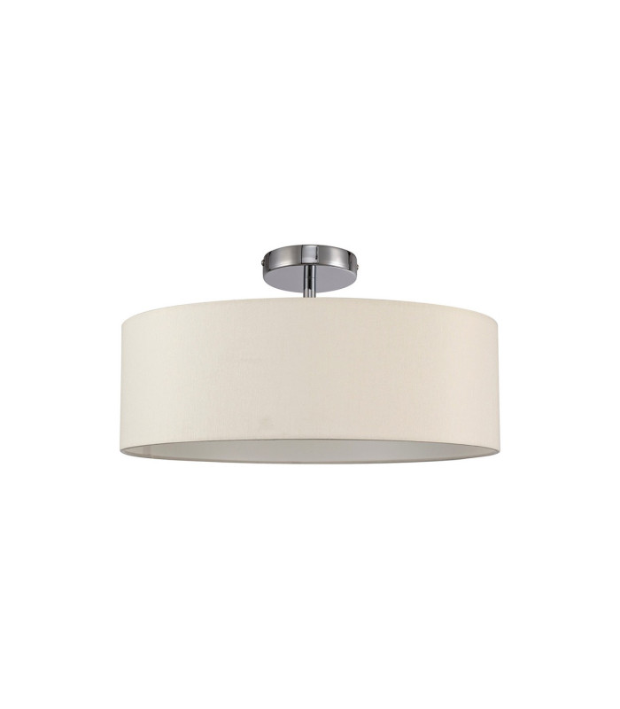 Baymont Polished Chrome 3 Light E27 Drop Flush With 45cm x 15cm Faux Silk Shade Ivory Pearl/White Laminate-5