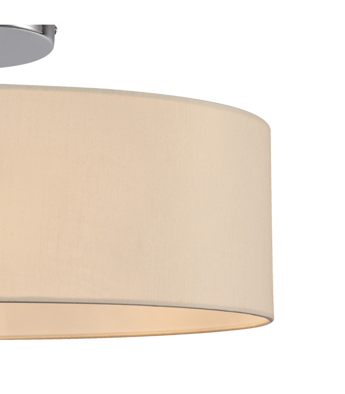 Baymont Polished Chrome 3 Light E27 Drop Flush With 45cm x 15cm Faux Silk Shade Ivory Pearl/White Laminate-6