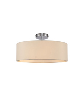 Baymont Polished Chrome 3 Light E27 Drop Flush With 45cm x 15cm Dual Faux Silk Shade Nude Beige/Moonlight-1