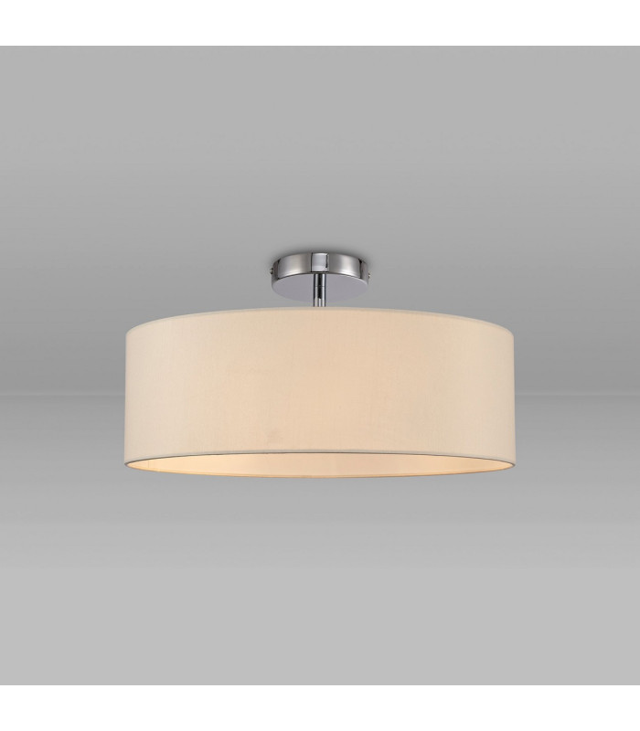 Baymont Polished Chrome 3 Light E27 Drop Flush With 45cm x 15cm Dual Faux Silk Shade Nude Beige/Moonlight-2