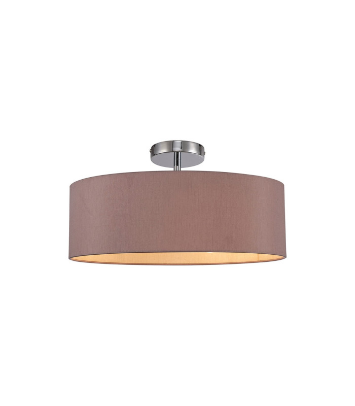Baymont Polished Chrome 3 Light E27 Drop Flush With 45cm x 15cm Dual Faux Silk Shade Taupe/Halo Gold-1