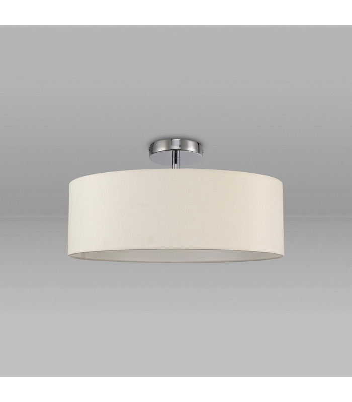 Baymont Polished Chrome 3 Light E27 Drop Flush With 45cm x 15cm Faux Silk Shade Ivory Pearl/White Laminate-14