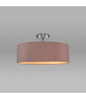 Baymont Polished Chrome 3 Light E27 Drop Flush With 45cm x 15cm Dual Faux Silk Shade Taupe/Halo Gold-2