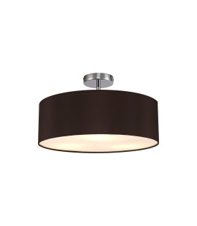 Baymont Polished Chrome 3 Light E27 Drop Flush With 45cm x 15cm Faux Silk Shade Black-1